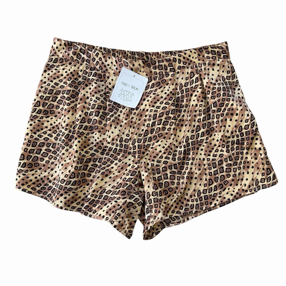 NWT Vintage 90’s Silk Shorts, Leopard Print Size 36